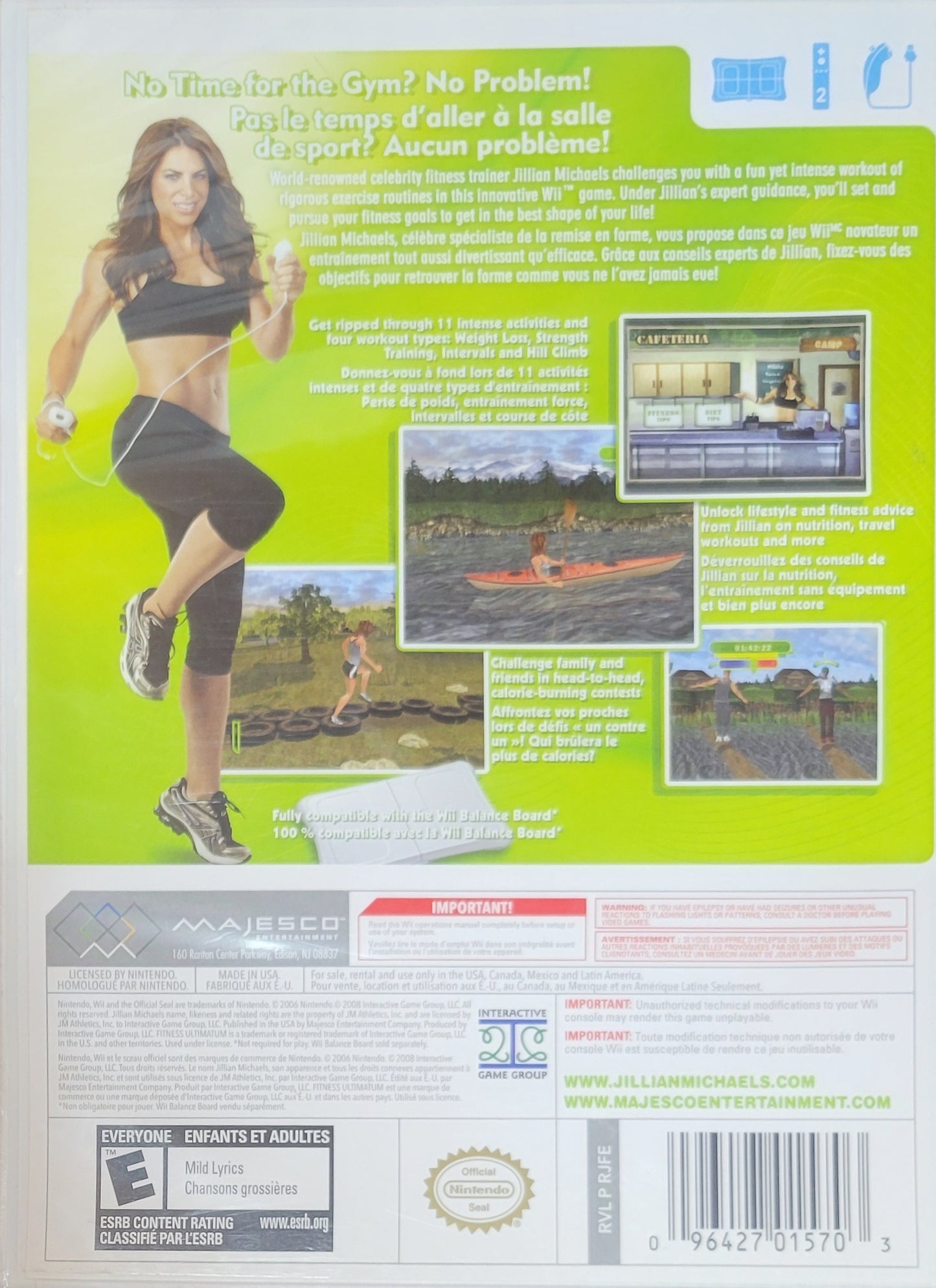Jillian Michaels' Fitness Ultimatum 2009 – Nintendo Wii – CIB – Clean Disc