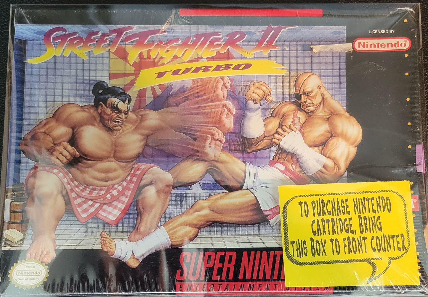 Authentic 1 Of a Kind SEALED 1992 STREET FIGHTER 2 TURBO Video Store Copy!!! SNES Cartridge (Super Nintendo Ent System) CIB Complete In Box + Instructions Immaculate Original Condition