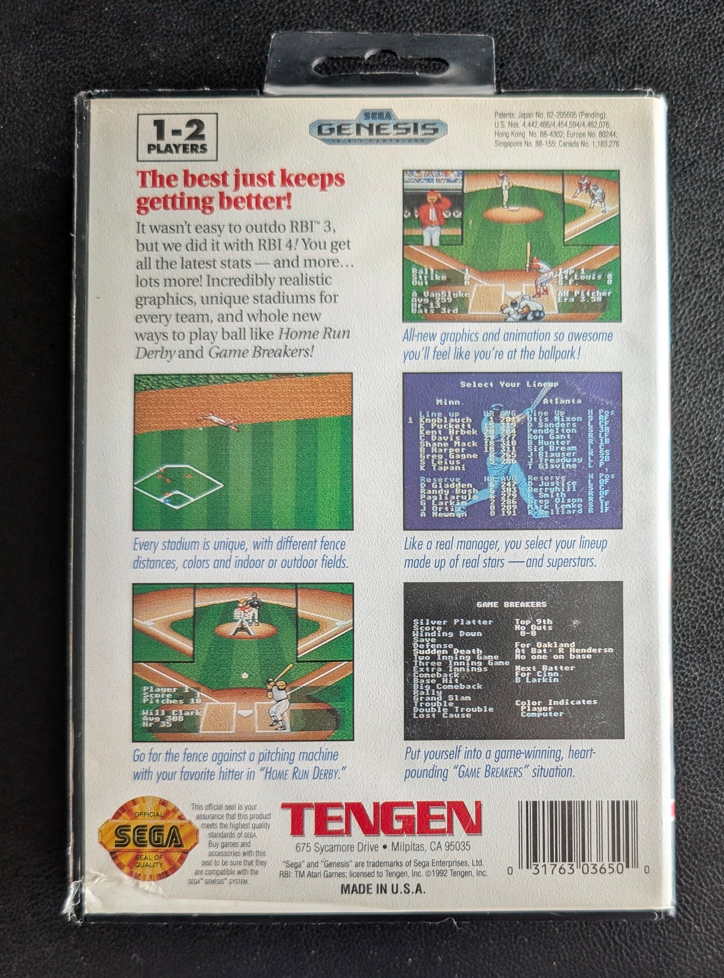RBI Baseball 4 - Boxed CIB Hang Tab (Sega Genesis) | 1993 | Sports / Baseball
