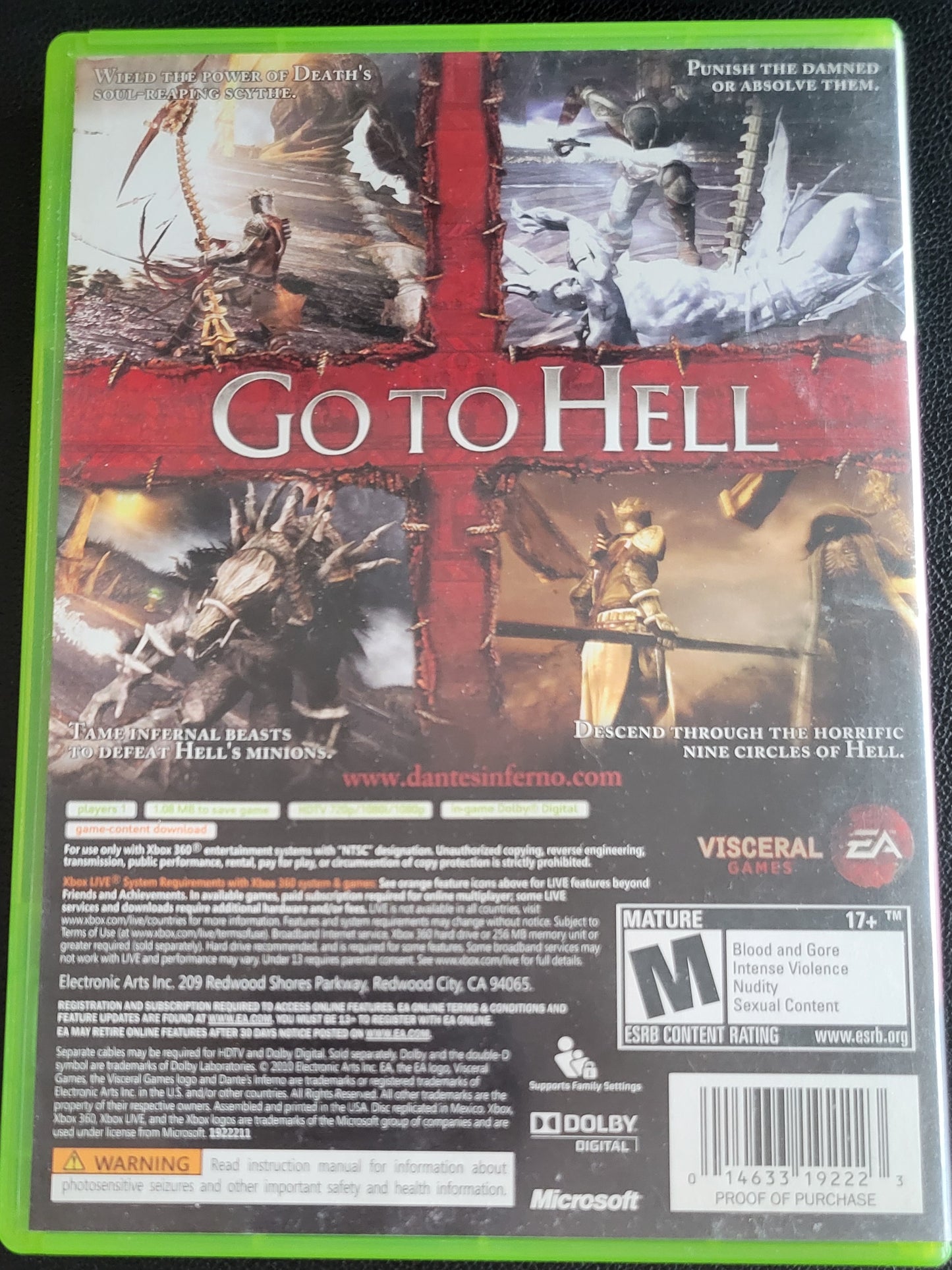 Dantes Inferno - Microsoft XBOX 360 - CIB Pre-Owned Great Shape Tested & Working