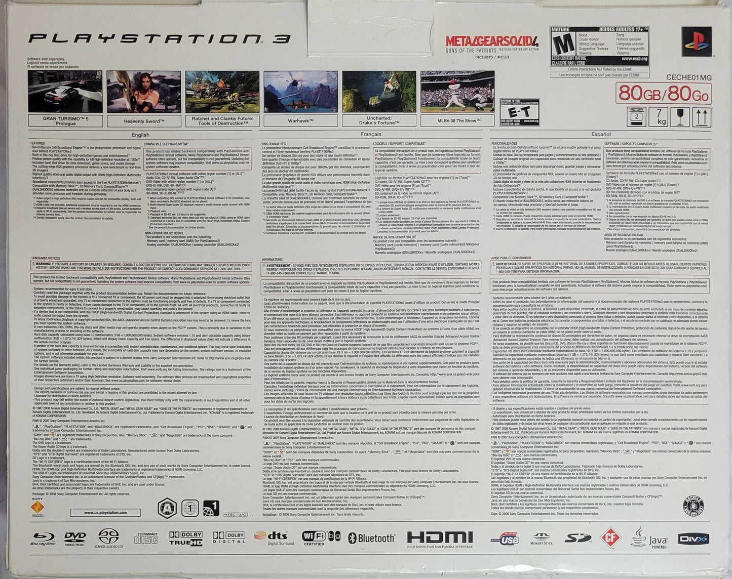 RARE Metal Gear Solid 4 Special Edition – Limited Package CIB | PS3 Slim Console + 1 Controller + Hookups | Factory Inserts | Matching Serials | Excellent Condition
