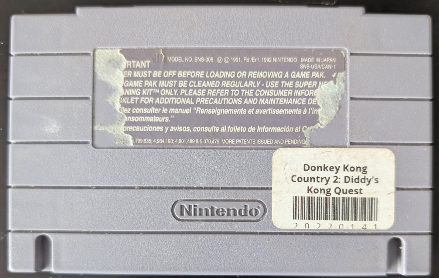 Authentic Donkey Kong Country 2: Diddy Kongs Quest - SNES - Super Nintendo Ent. Cartridge + Protector MINT