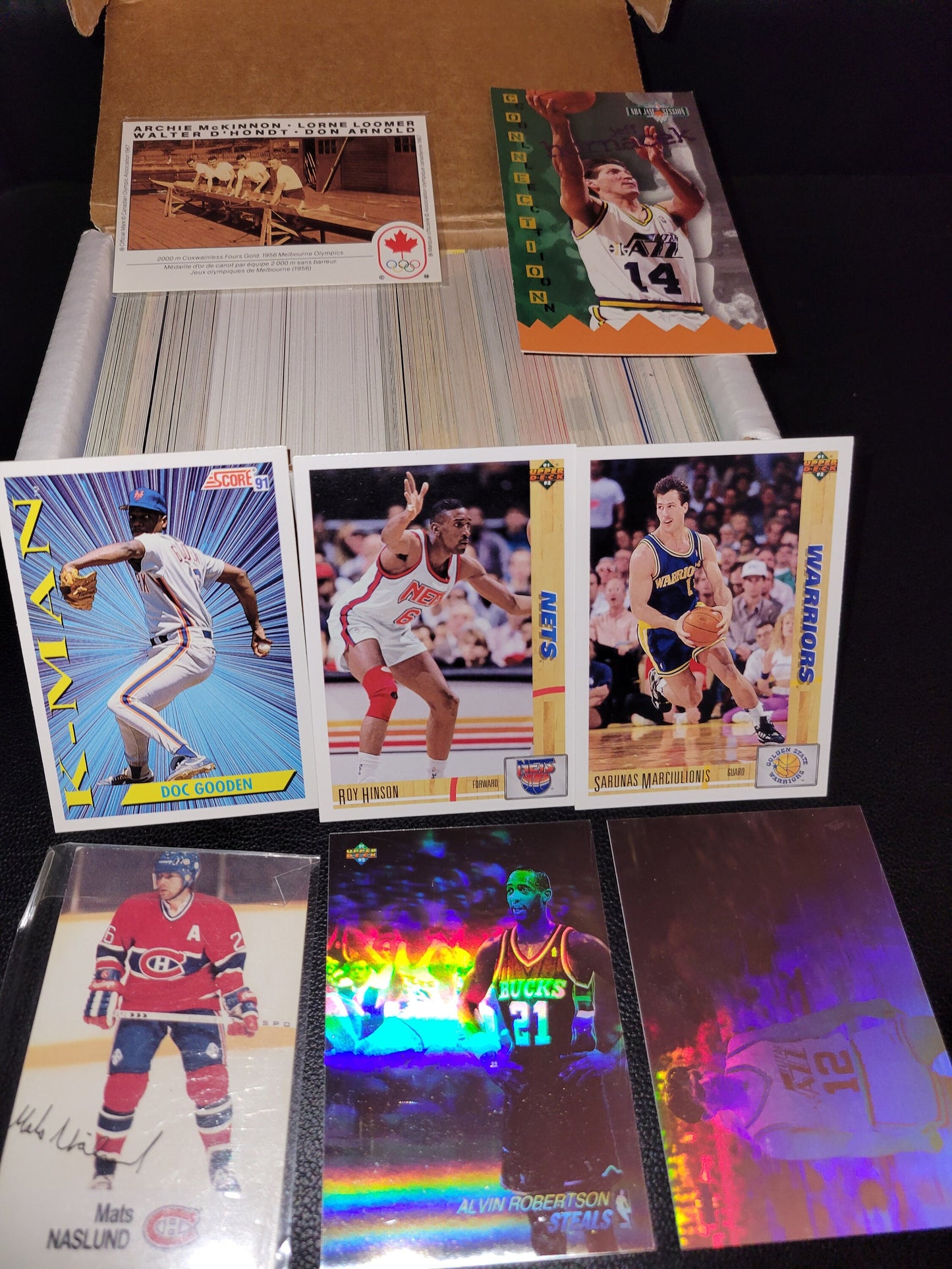 Assorted 91 92 UD Basketball Mlb & Hockey Cards Unopened 15 Years 200 To 400 Cards In Mint Condition All Rarities Remain (If Any) Great Gift