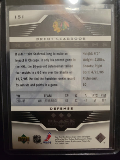 2005 06' Brent Seabrook D MINT ROOKIE Upper Deck Black Diamond Rc 151