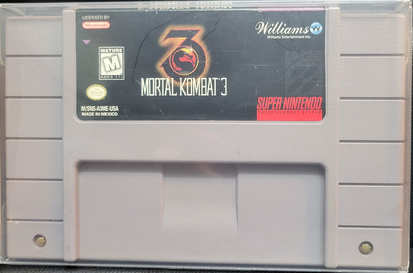 Authentic Mortal Kombat 3 - SNES - Super Nintendo Ent. System NTSC/PAL Cartridge Plus Platic Protector