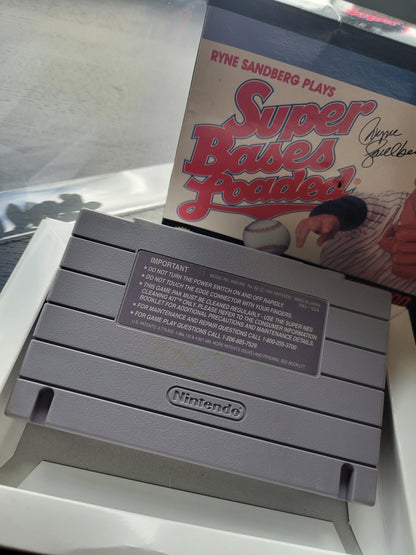 SUPER BASES LOADED CWB Complete With Box - SNES - Super Nintendo Ent. System NTSC Cartridge + Plastic Protector