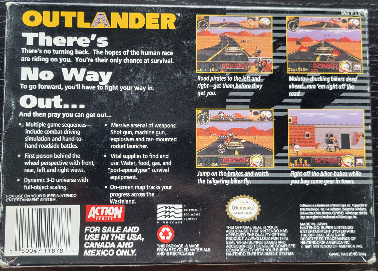 OUTLANDER CWB Complete With Box - SNES - Super Nintendo Ent. System NTSC Cartridge + Plastic Protector