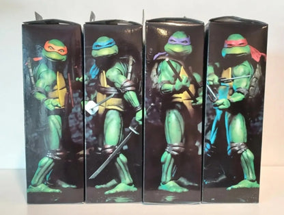 7" NECA Ninja Turtles 1990 Movie TMNT Teenage Movable Toys Mutant Action Figure Weapons + Pizza Included COWABUNGA DUDES!