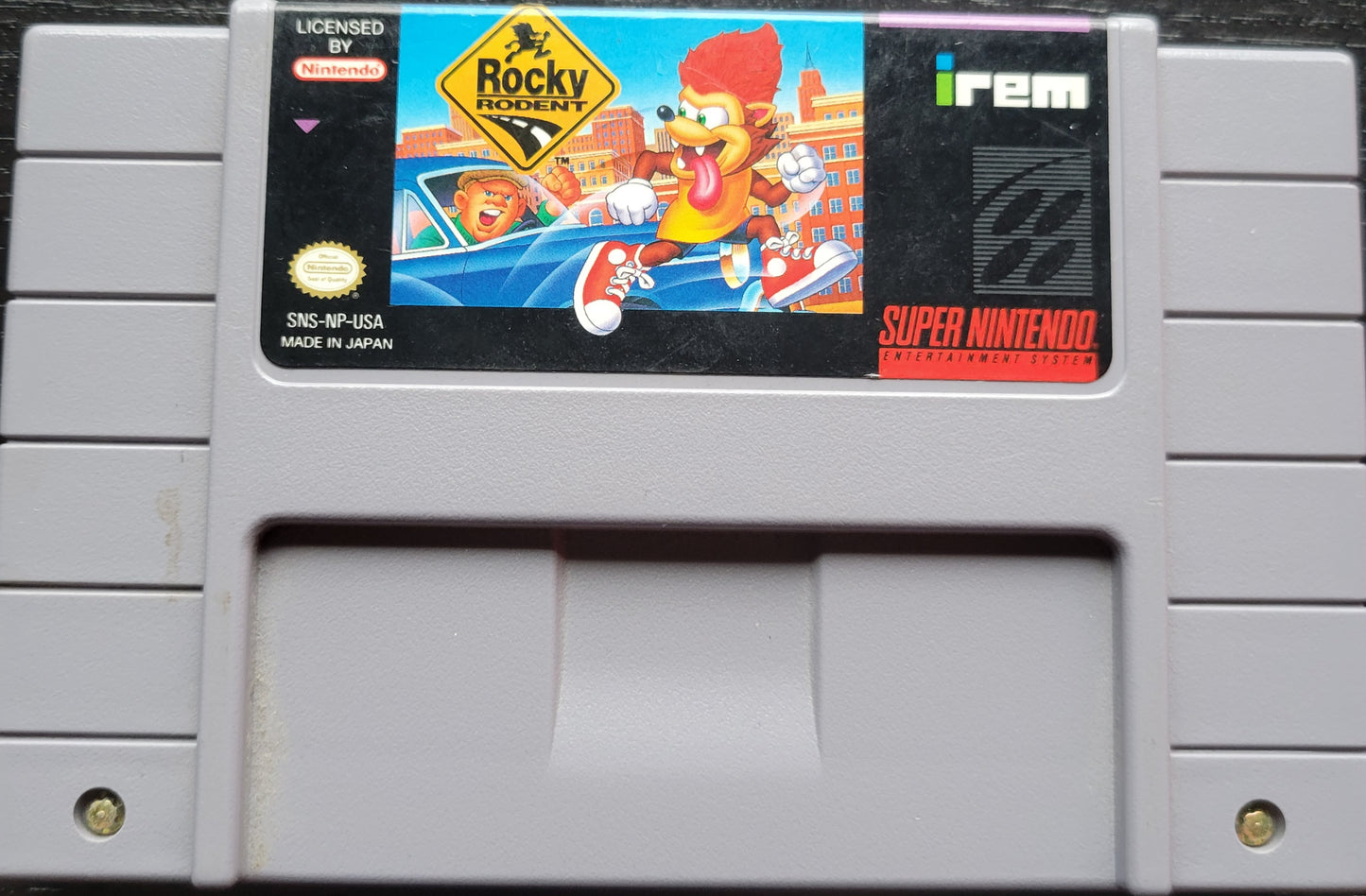 Authentic ROCKY RODENT - SNES - Super Nintendo Ent. System 1995 NTSC Cartridge + Protector MINT