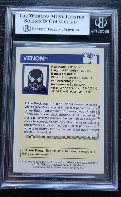 VENOM 1st Edition Marvel Card #10 BGS Graded Mint 9 Low Pop First Appearance On Cards!