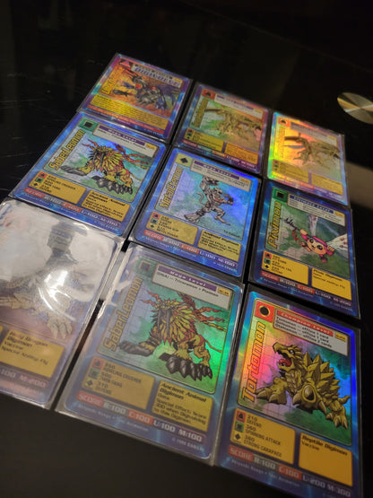 1999 Lot Of 9 HOLO BANDAI: DIGIMON Including One 1st Edition Holographic Trading Cards