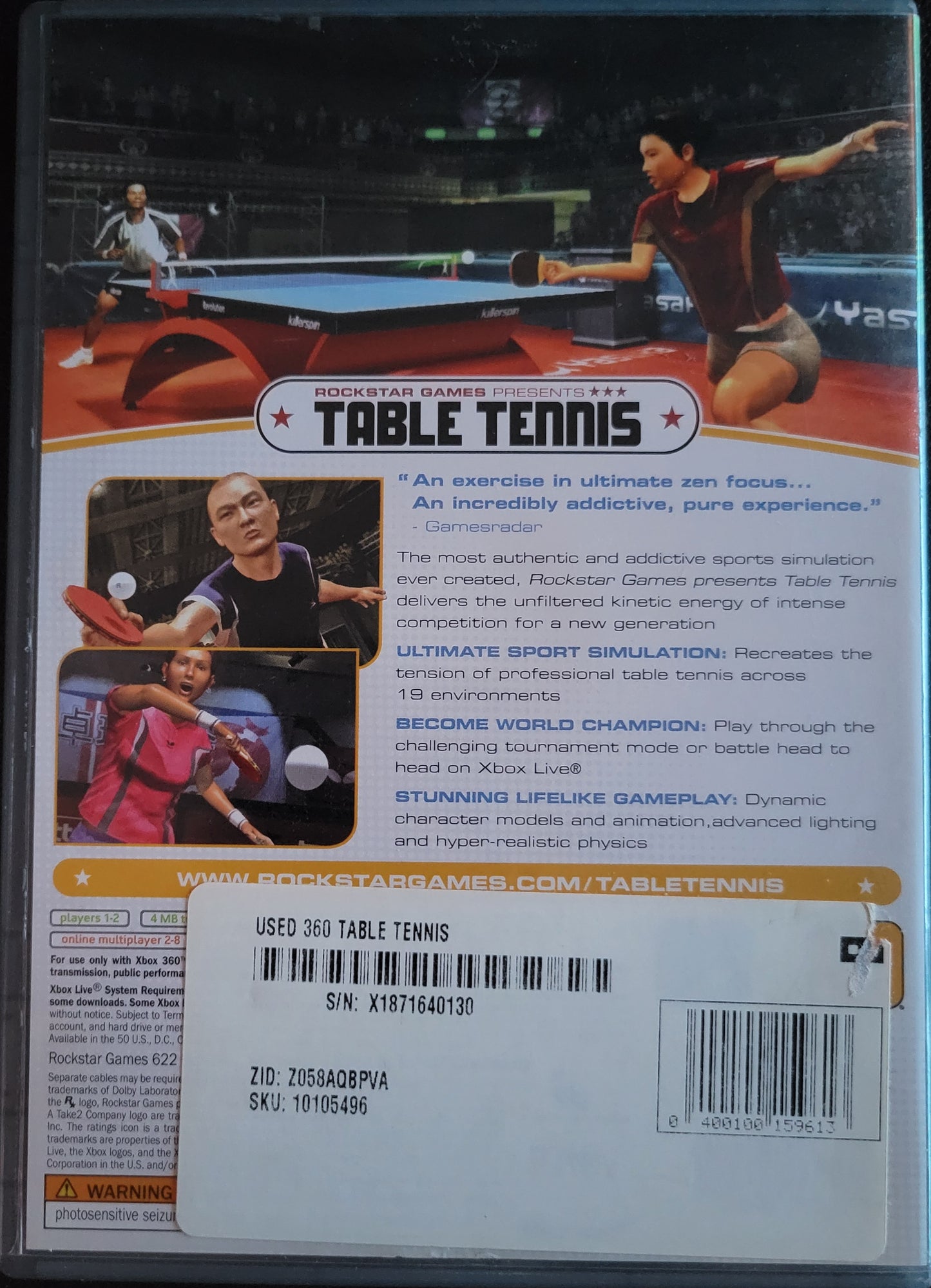 Family Hits: Table Tennis - Microsoft XBOX 360 - CIB Pre-Owned Great Shape Tested & Working