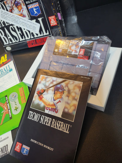 Tecmo Super Baseball (SNES) - Super Nintendo Ent. 1995 PRISTINE Condition FACTORY PLASTIC - (CIB)