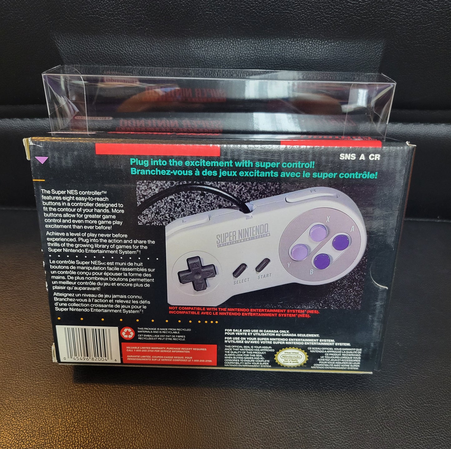 SNS-005 Controller (SNES) - Super Nintendo Ent. 1991 PRISTINE Condition FACTORY PLASTIC - (REAL CIB)