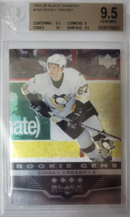 2005 06' Sidney Crosby GEM MINT ROOKIE Upper Deck Black Diamond  Bgs 9.5 Rc 193