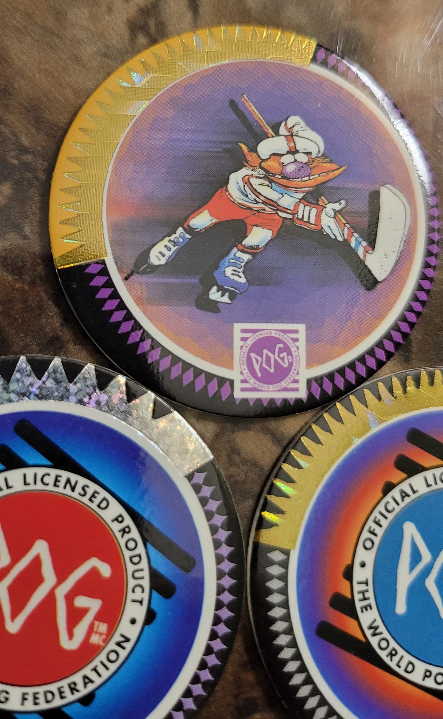 Super Rare Milk Cap Easter Egg Pogs!!! 1 In 500 Pack Inserts Lot Of 3 Featuring NHL POGMAN # 213 1/1000 Packs Ultra Rare Insert Pog 1994