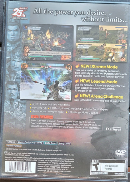 XTREME LEGENDS: Dynasty Warriors 4 - Sony PlayStation 2 PS2 Pre-Owned Great Shape!