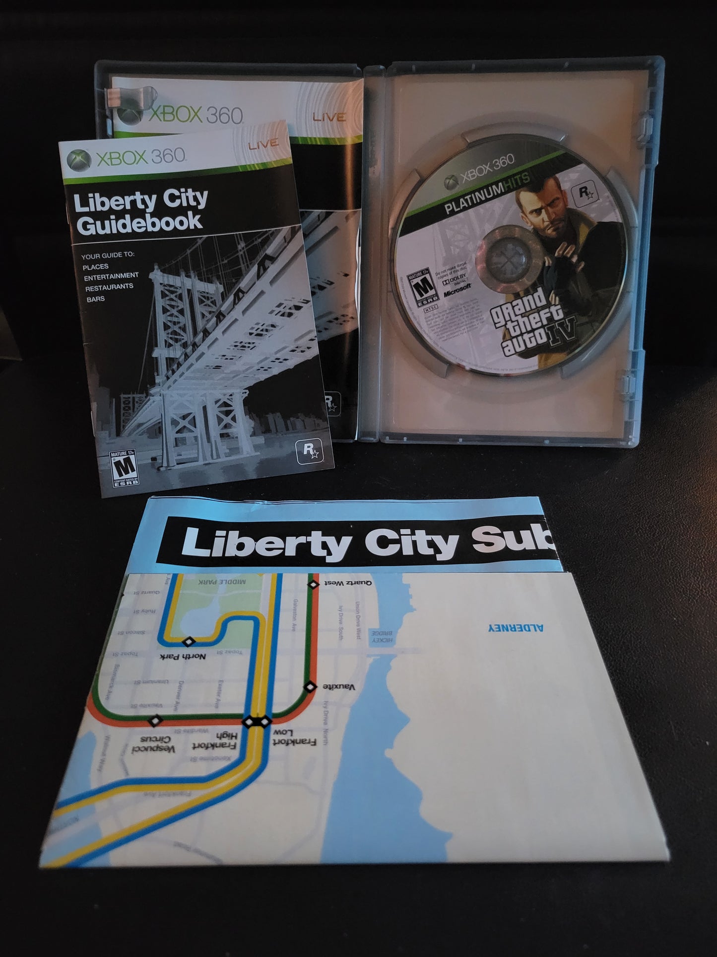 GTA Grand Theft Auto IV Platinum Hits - COMPLETE MINT + POSTER - Microsoft XBOX 360 - CIB Pre-Owned Great Shape Tested & Working