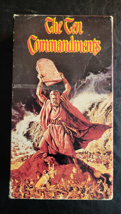 THE 10 COMMANDMENTS 1980's Lot Of 2 VHS Tape + Box Pre - Owned