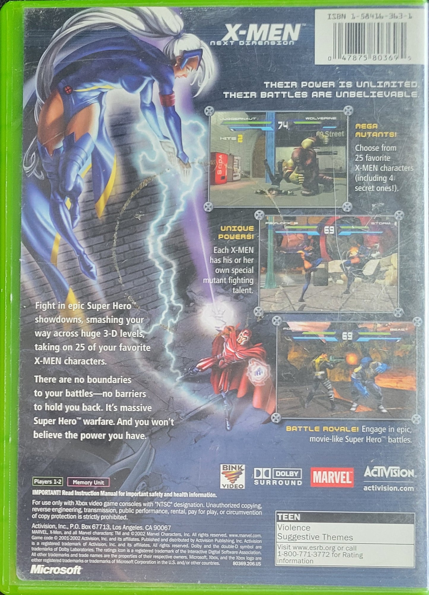 X-Men Next Dimension (CIB) OG Microsoft XBOX  Pre-Owned Great Shape Tested & Working CLEAN DISC