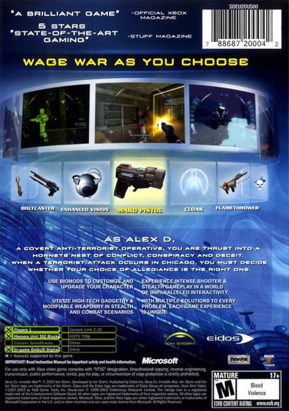 Deus Ex: Invisible War – 2003 Microsoft Xbox CIB – RE-Sealed – Excellent