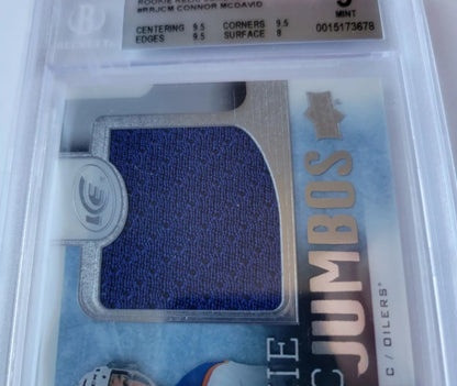 2015 2016 CONNOR MCDAVID ROOKIE RELIC JUMBOS UD ICE 187/299 BGS GRADED 9 MINT