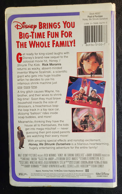 Walt Disney's Honey We Shrunk Ourselves 1990's VHS Tape + Box Pre - Owned