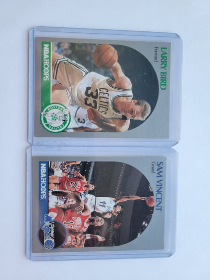 1990 HOOPS Larry Bird #39 & Sam Vincent #223 Only Card In Existence Jordan Wearing # 12 Jersey Ultra Rare Most Desirable 2 Pieces In The Set