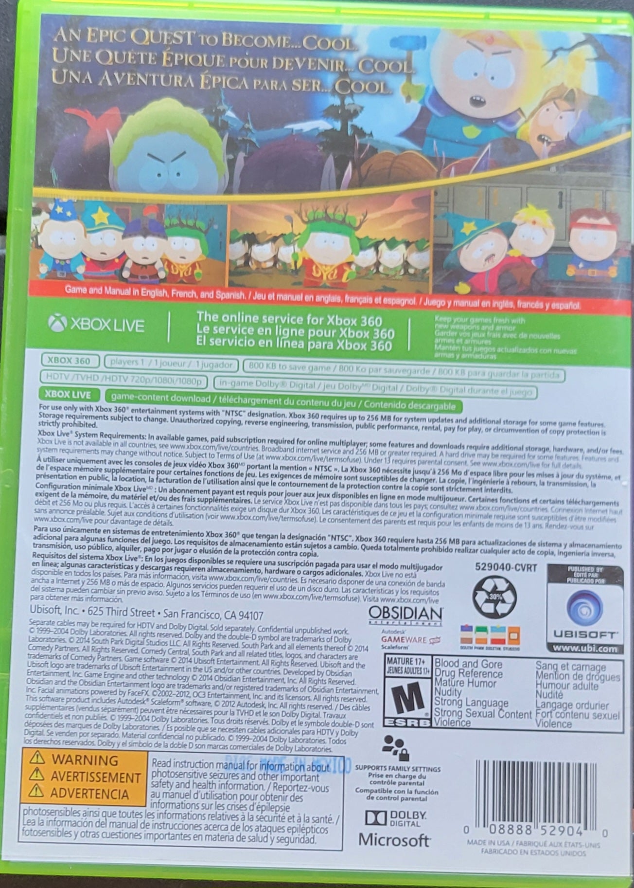 South Park: The Stick Of Truth MINT SIGNATURE EDITION - Microsoft XBOX 360 - CIB Pre-Owned Great Shape Tested & Working