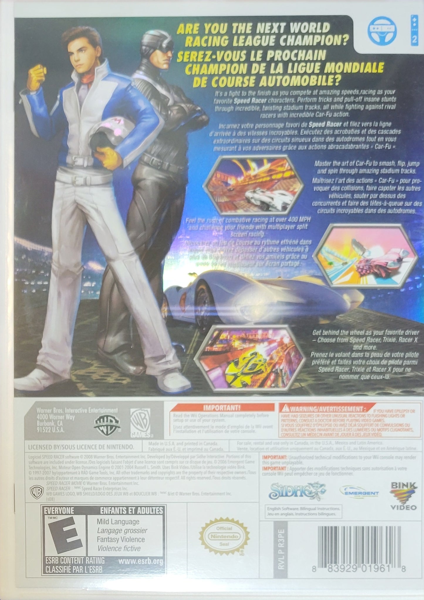 Speed Racer – 2008 Nintendo Wii CIB – RE-SEALED + Clean Disc