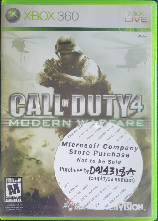 RARE Microsoft Company Store Purchase! Call Of Duty 4: Modern Warfare - Microsoft XBOX 360 - CIB Pre-Owned Great Shape Tested & Working