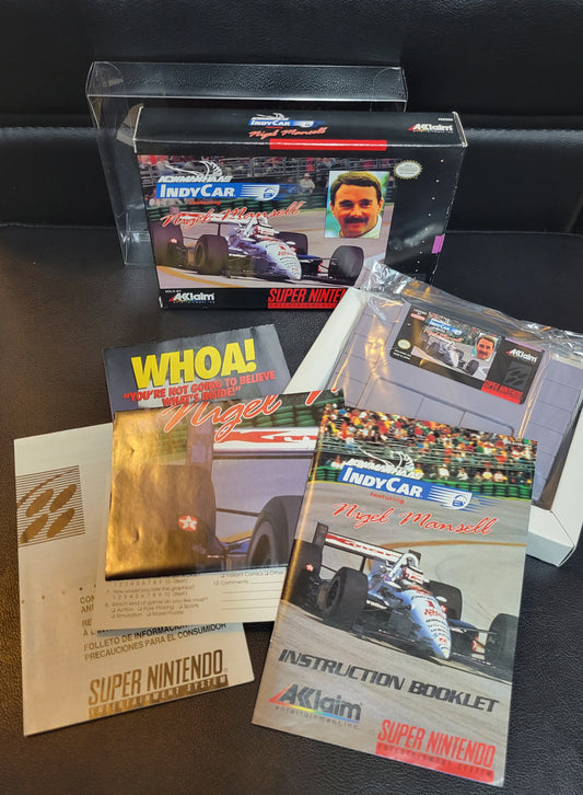 Newman Haas IndyCar Feat. Nigel Mansell (SNES) - Super Nintendo Ent. 1994 IMMACULATE Condition - FACTORY PLASTIC (REAL CIB)