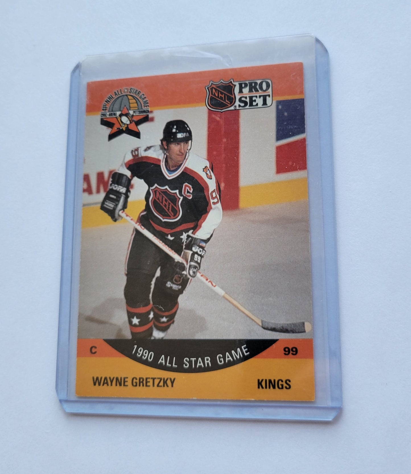 1990 Wayne Gretzky 41st All Star Game Pro-Set NHL Hockey Card Great Shape Soft + Top Loader Since New Smoke Pet Free Home Great Collector's