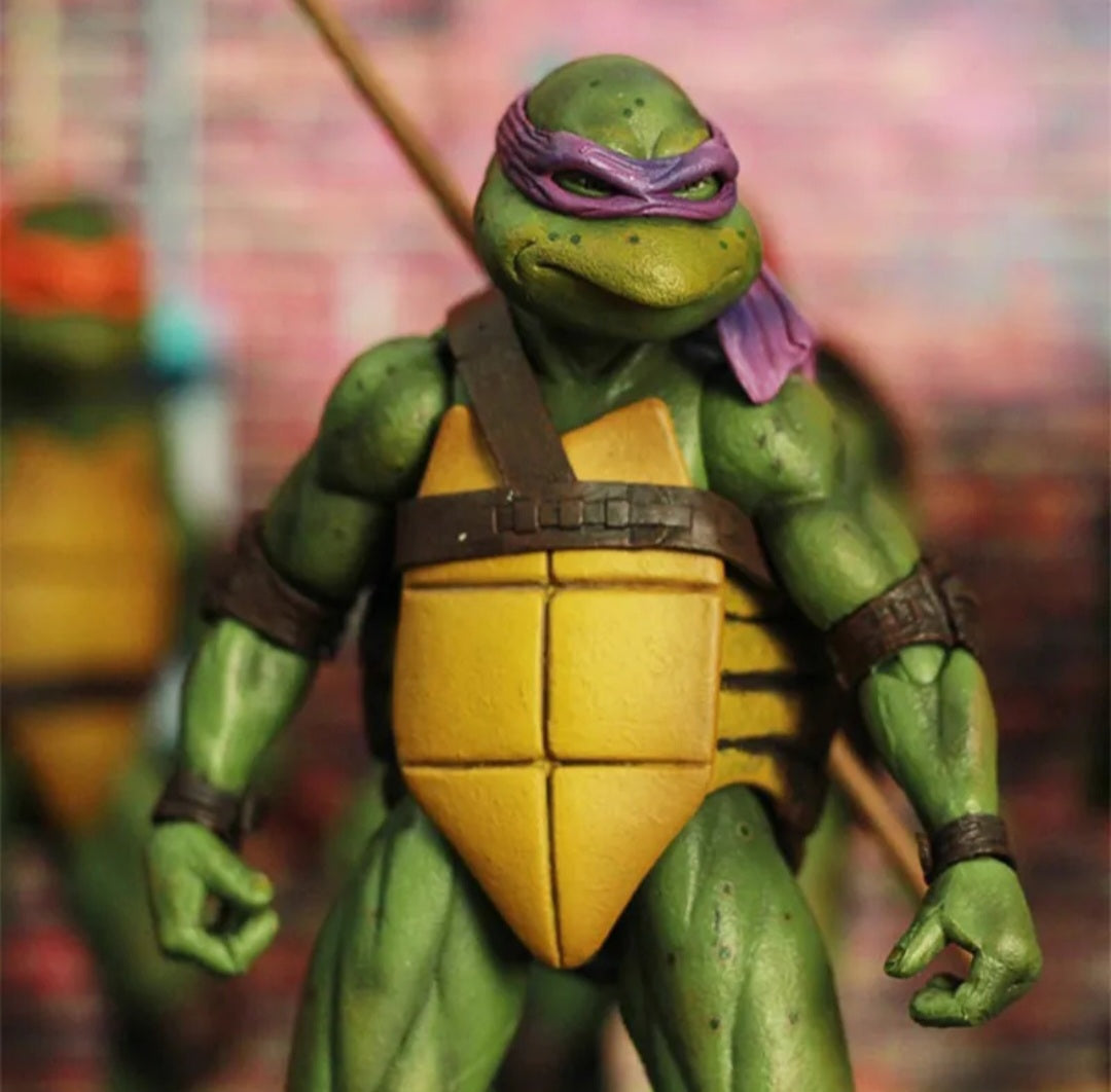 7" NECA Ninja Turtles 1990 Movie TMNT Teenage Movable Toys Mutant Action Figure Weapons + Pizza Included COWABUNGA DUDES!