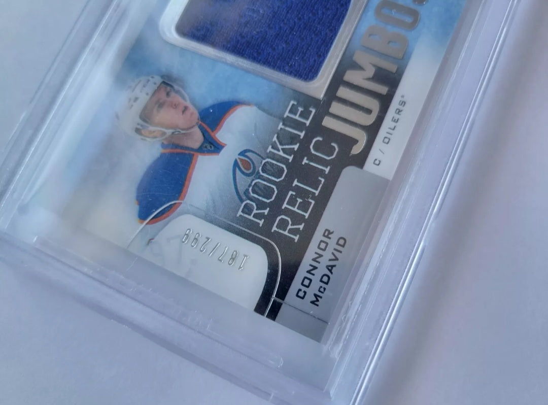 2015 2016 CONNOR MCDAVID ROOKIE RELIC JUMBOS UD ICE 187/299 BGS GRADED 9 MINT