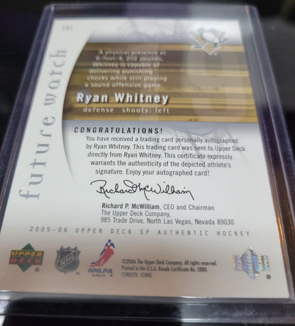 2005 06' Ryan Whitney UD SP Authentic Future Watch AUTOGRAPH #191 574/999 Pittsburgh Penguins