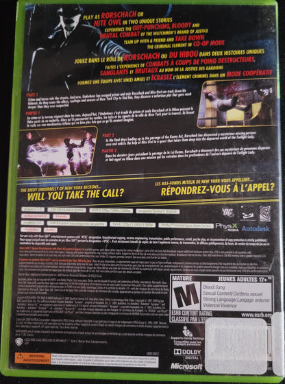 WATCHMEN: The End Is Nigh - Microsoft XBOX 360 - MINTY CIB Great Shape Tested & Working