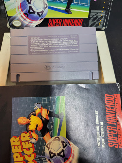 SUPER SOCCER (SNES) - Super Nintendo Ent. 1993 Great Condition - CWB Box + Manual + Protector