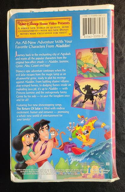 Great Find Walt Disney's THE Return Of Jafar 1990's VHS Tape + Box Pre - Owned