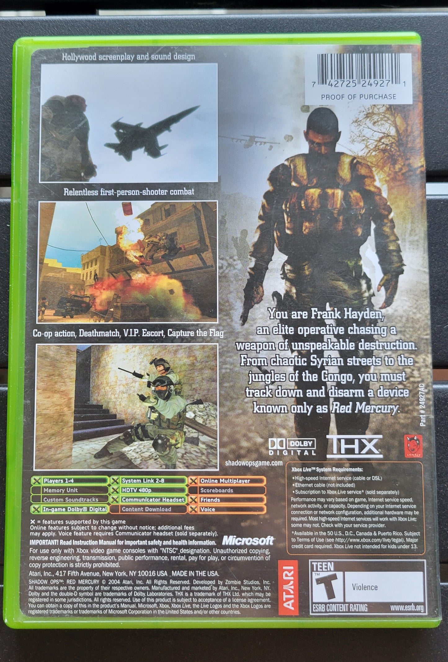 SHADOW OPS: Red Mercury "The Threat Is Real" Microsoft XBOX - CIB Pre-Owned Great Shape Tested & Working