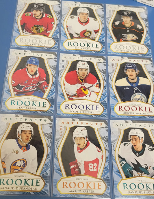 Great Rookie Lot 2023 24 #'D Artifacts NHL Hockey Cards MINT All Protected Since New