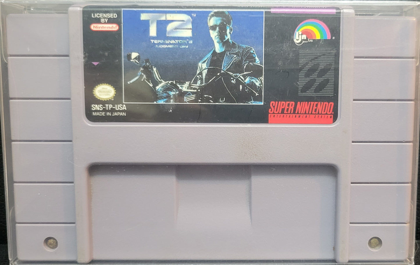 1993 T2 TERMINATOR SNES Authentic Cartridge (Super Nintendo Entertainment System) Classic Arcade Game Original Condition + Protector