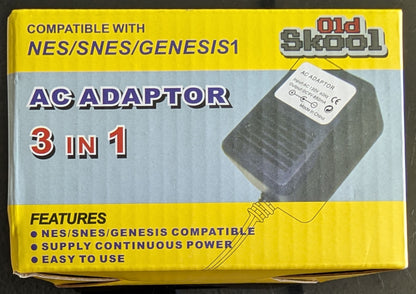 Old Skool 3-in-1 Power Cable | NES SNES Genesis Model 1 | Retro Console Power Adapter