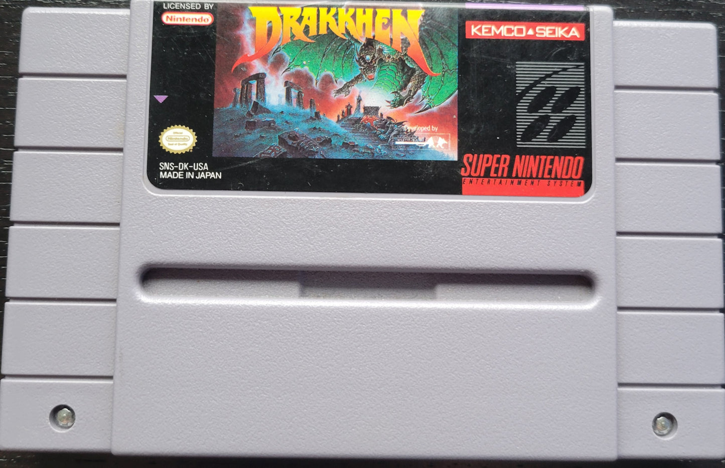 DRAKKHEN - Authentic SNES - 1992 Super Nintendo Ent. System NTSC Cartridge + Protector