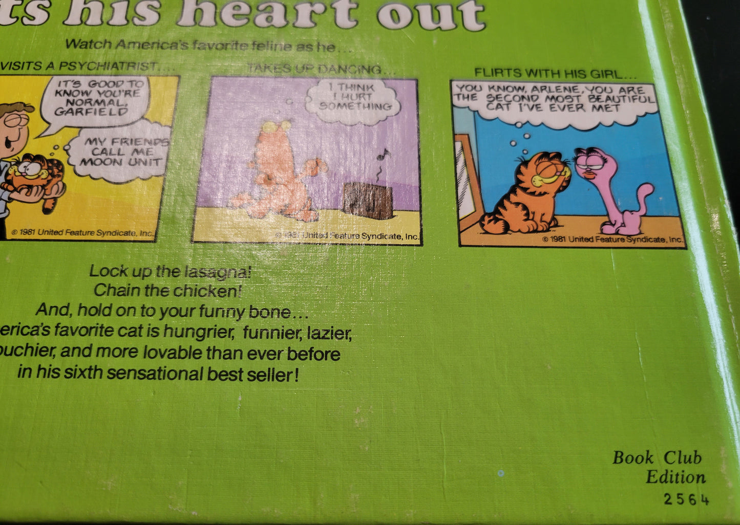 1978 GARFIELD Book Club Edition: 2564 6th Hardcover Book! "Garfield Eats His Heart Out"