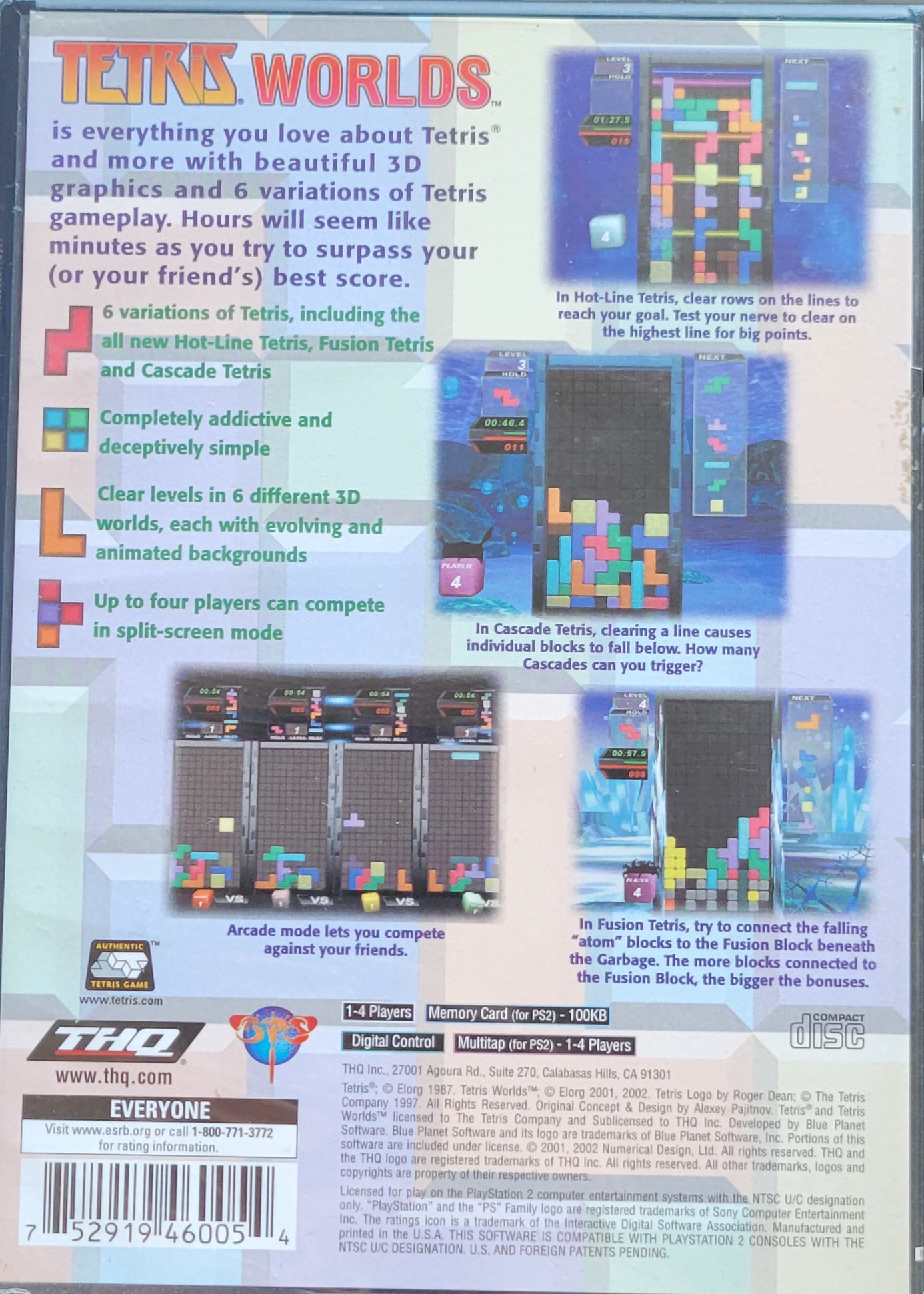 TETRIS WORLDS - Sony PlayStation 2 PS2 CIB Pre-Owned Great Shape! Tested & Working