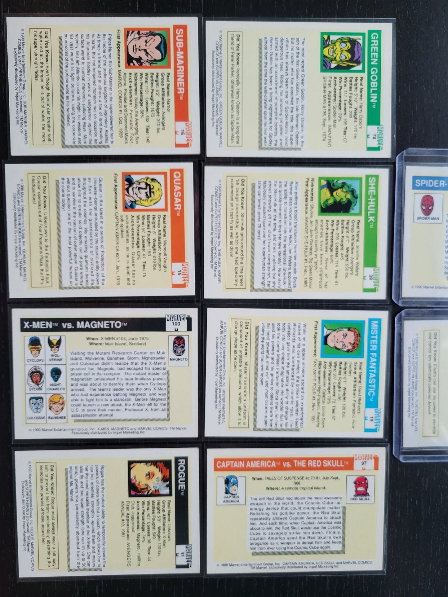 1st EDITION Marvel Cards 1990 One & Only Super Rare Base Set Spider-Man Venom Green Goblin X-Men Mr FANTASTIC First Time Ever Seen On Cards!