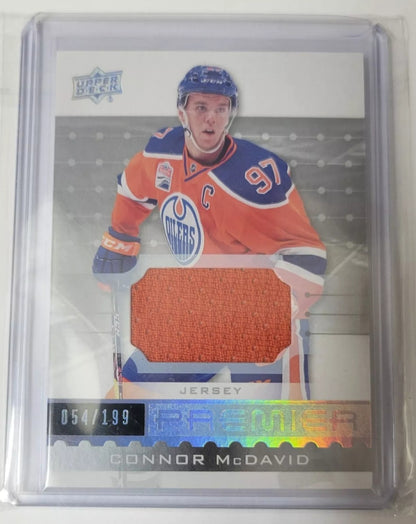 2016 CONNOR MCDAVID ROOKIE PREMIER HOCKEY LIMITED EDITION 54/199 GAME USED PATCH BGS 9 MINT