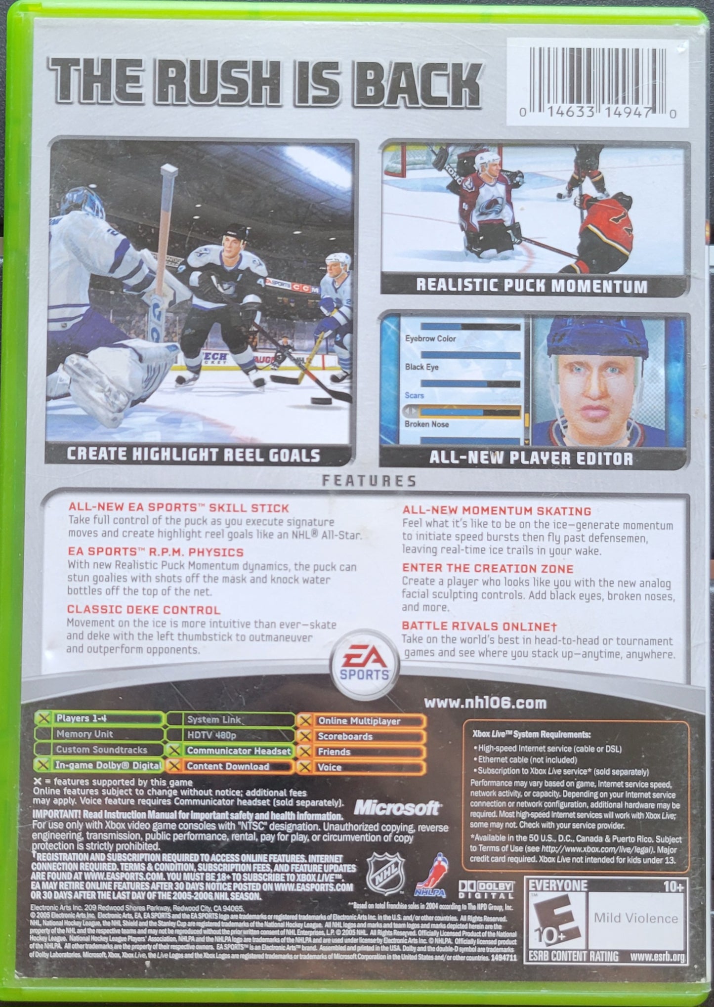 NHL 06 Microsoft XBOX - Disc + Box Pre-Owned Great Shape Tested & Working