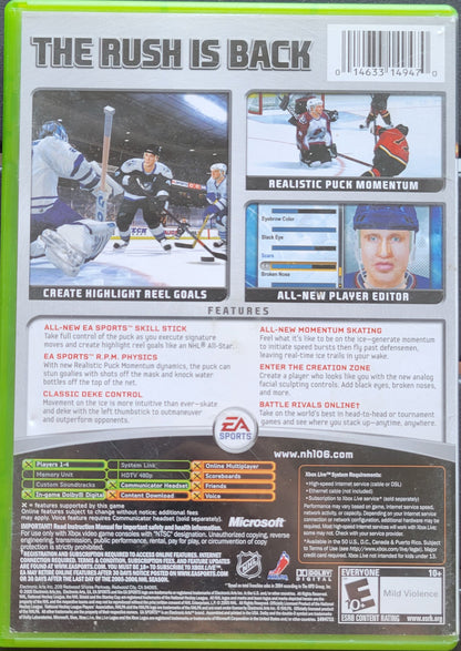 NHL 06 Microsoft XBOX - Disc + Box Pre-Owned Great Shape Tested & Working